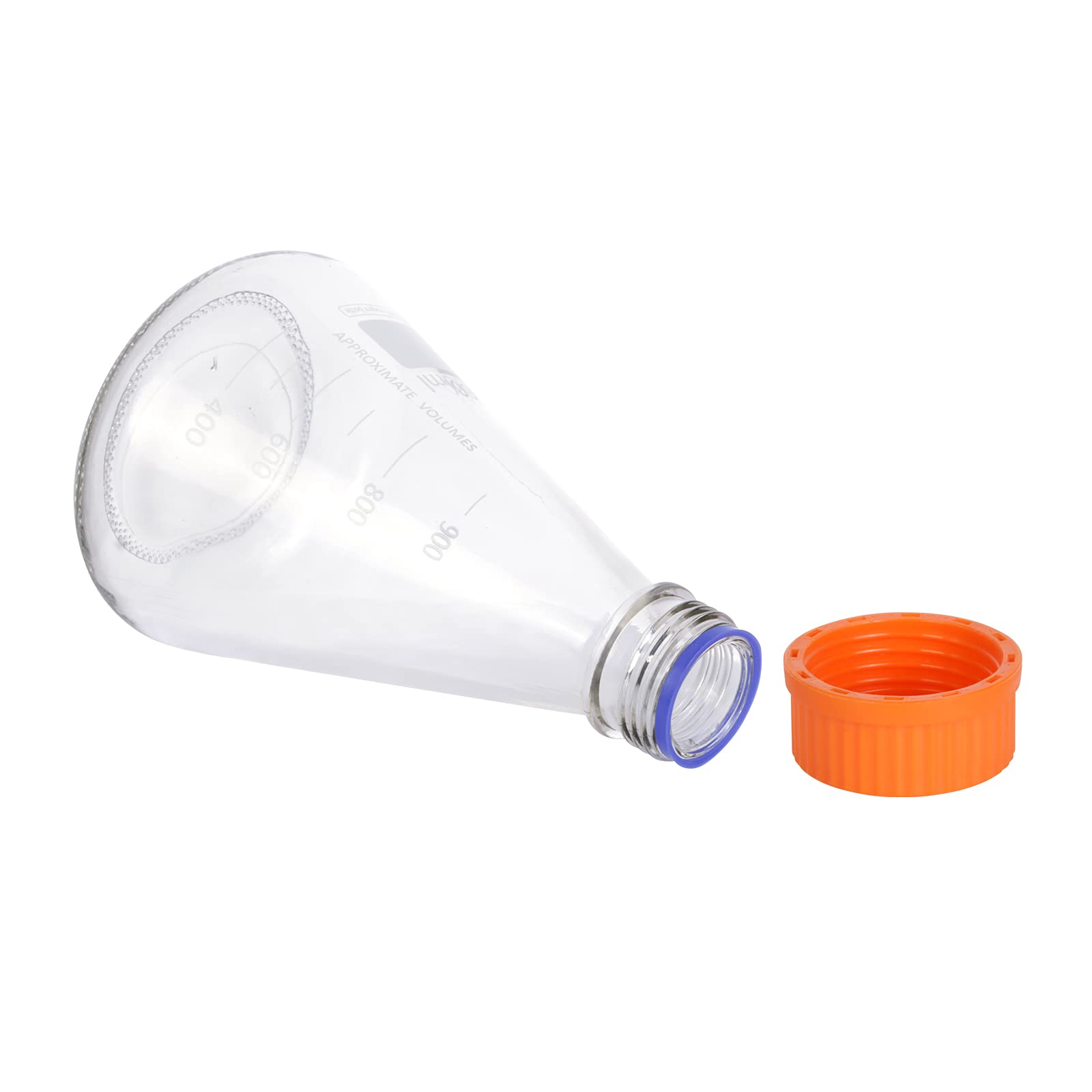 Frasco de cristal con tapa de rosca GL45, 3 unidades, 1000 ml, de Pastein, graduado en laboratorio de boca estrecha, color naranja
