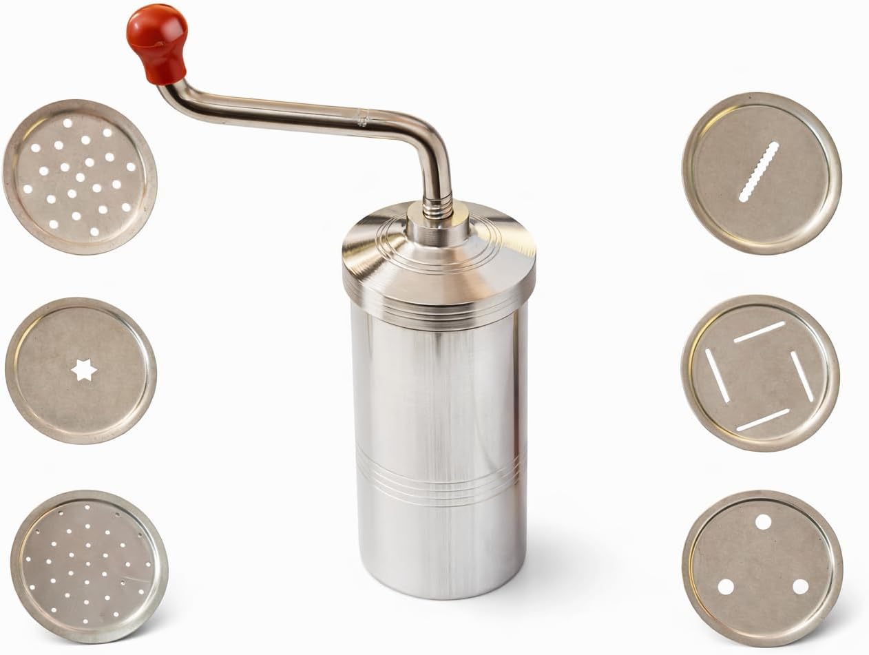 Abee Stainless Steel Sev Maker Machine with 6 Jali | Murukku Maker/Chakli Press | Namkeen & Farsan Maker Hand Press | Heavy Duty Kitchen Tool for Sev, Gathiya & Snacks