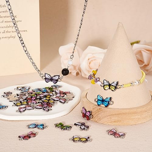 PandaHall 10pcs Enamel Butterfly Link Charms Butterfly Links Connectors Pendant with Platinum Loop for Earrings Bracelets Necklace Jewelry Making - Image 2
