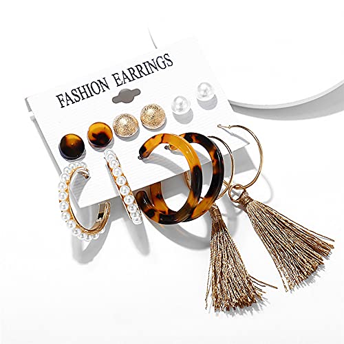 Image of Shining Diva Fashion Stylish Combo Design 6 Pairs Metal Earrings for Women and Girls (F12787er)