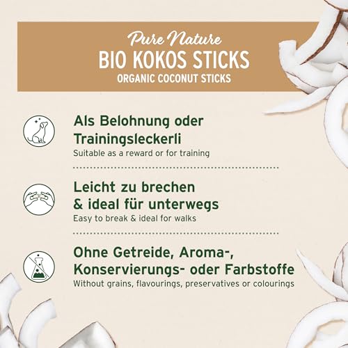 AniForte Bio Kokos-Sticks Hundesnack 500g - Zahnpflege Snack für Hunde & Pferde, kaltgepresst, 100% Kokos Hundeleckerlie, natürliche Belohnung aus Kokosraspeln, ohne Zusätze