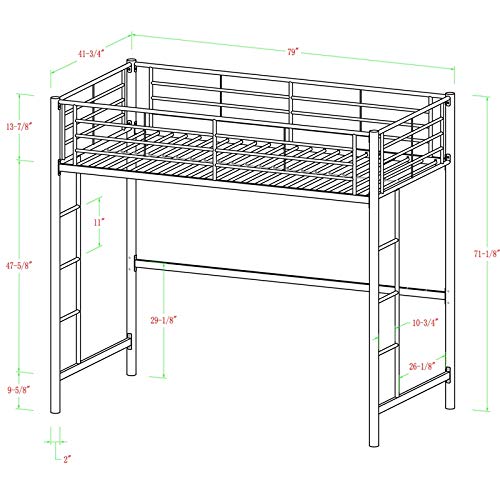Walker Edison Timothee Urban Industrial Metal Twin Over Loft Bunk Bed, Twin Size, White #TOP2