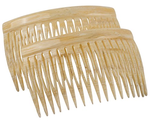 Charles J. Wahba Side Comb (Paired) - 17 Teeth (Bone Color) Handmade in France