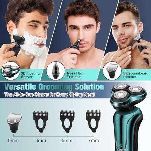Electric-Razor-for-Men2024-Mens-Electric-Shavers-RotaryLED-Display-100-Waterproof-Cordless-Razor-WetDry-ShavingElectric-Shaver-for-Men-Includes-Nose-Hair-Trimmer-Beard-Trimmer-Travel-Shaver