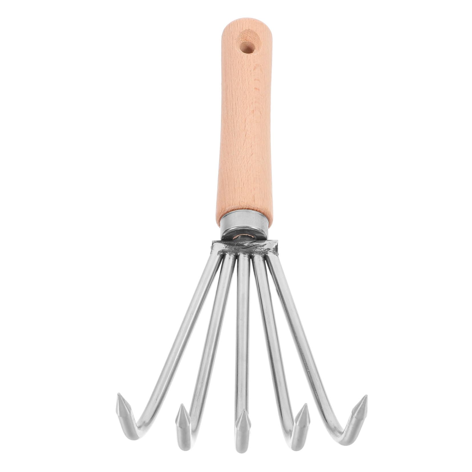3 Stück Kleiner Handrechen mit Ergonomischem Holzgriff Gartenrechen zum Lockern von Erde Unkrautentfernung und Pflanzen Kompakt für Garten und Strandgebrauch