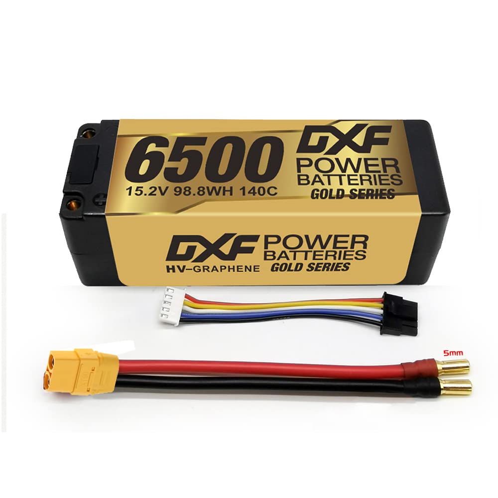 DXF 4S 6500 mAh 15,2 V 140C Twarda obudowa baterii Lipo o dużej pojemności z wtyczką XT90 5 mm do samochodu RC w skali 1:8, wielowirnikowego samolotu RC, helikoptera RC, łodzi RC (1 opakowanie)