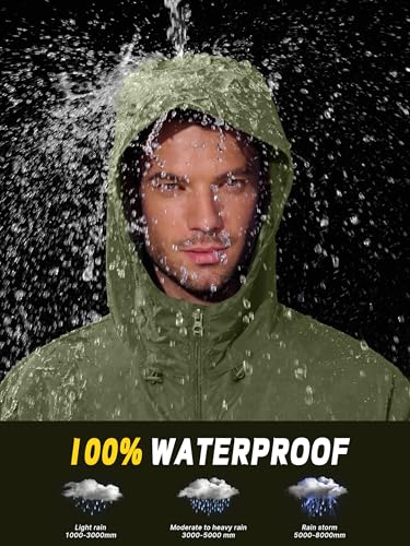 Image of UIQUR Mens Raincoat Waterproof Rain Jacket