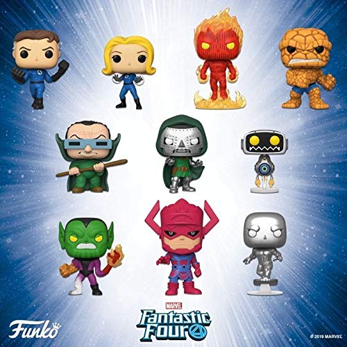 POP! Funko Marvel Fantastic Four Set of 10 Mister Fantastic, Invisible Girl, Human Torch, Thing, Mole Man, Doctor Doom, Silver Surfer, H.E.R.B.I.E., Super Skrull and Galactus