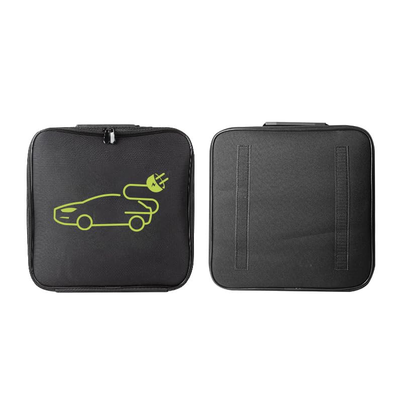 Mautopily black 1pc jumper cable bag, car storage bag for charger,cable organizer, Includes EV charging cables for electric vehicles (Square)