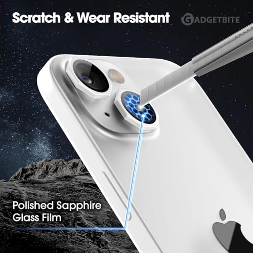 Image of GadgetBite Snaptra Octagon Lens Protector Compatible With iPhone 15 & iPhone 15 Plus - 9H Tempered Glass Camera Cover with Metal Ring, Scratch-Resistant,Camera Lens Protection - Silver