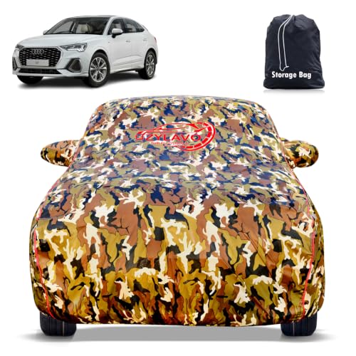 Image of Premium Car Cover for Audi Q3 Sportback Model | Waterproof, UV & Dust Protection | Mirror & Antenna Pocket | Triple Stitched, Soft Inner Lining, Belt & Buckle (Jungle Print)