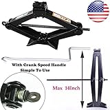 Autofu Universal Scissor Jack 2 Ton Wind Up Lift Floor Jacks 14 Inch Height with Crank Speed Handle Rust-Proof for Ford F-150 Chevrolet Toyota Dodge Ram