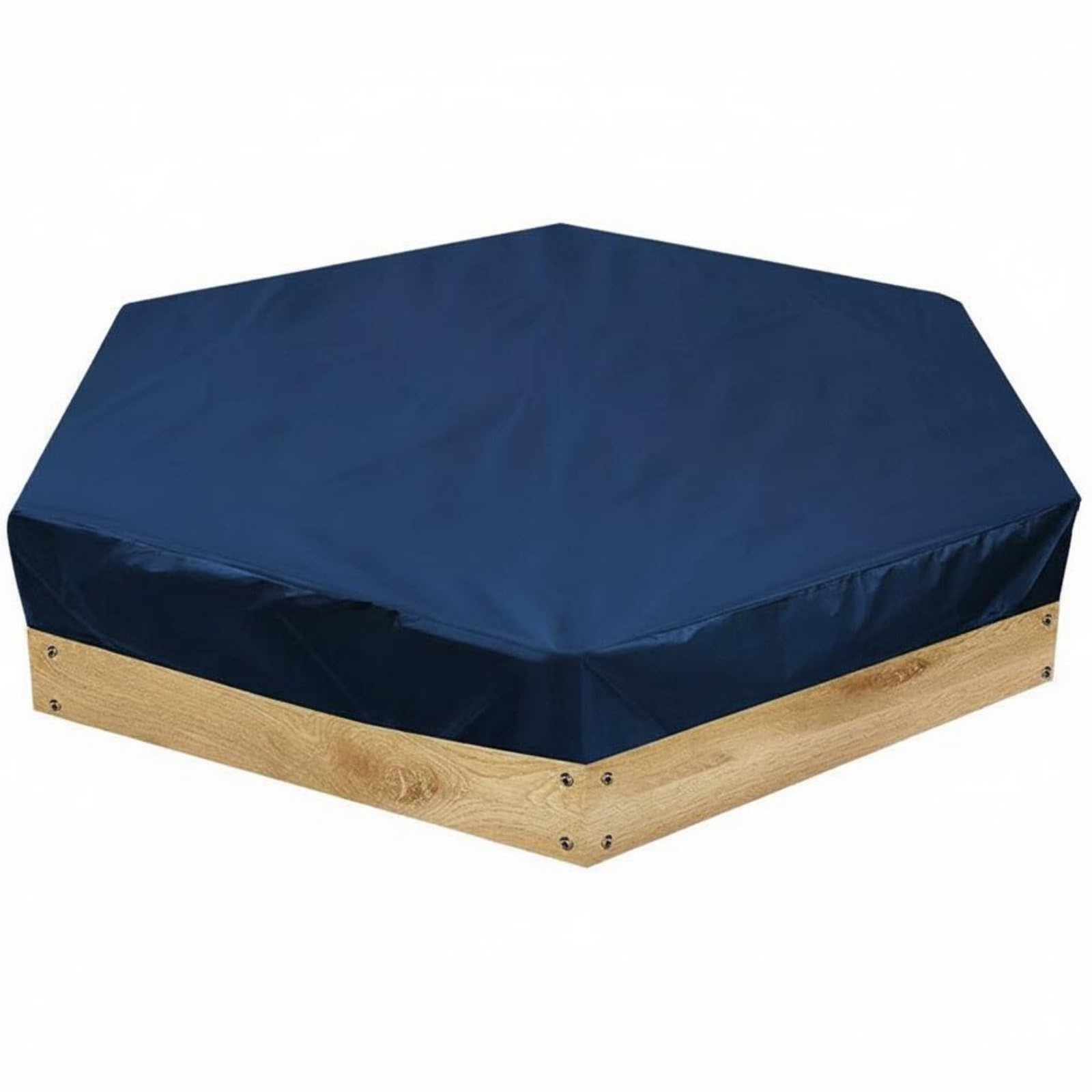Sun Protection Hexagonal Sandbox Cover 210D Material Hexagon Sandpit Cover Dustproof Waterproof Sandbox Tarp All-Season Use for Children, Garden, Backyard, Patio, Dark Blue, 140-110-20cm-image-30