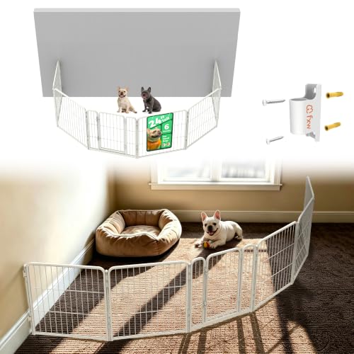 Image of FXW Homeplus Indoor Dog Playpen with Fence-to-Wall Anchors, 24 inch H, 6 Panels