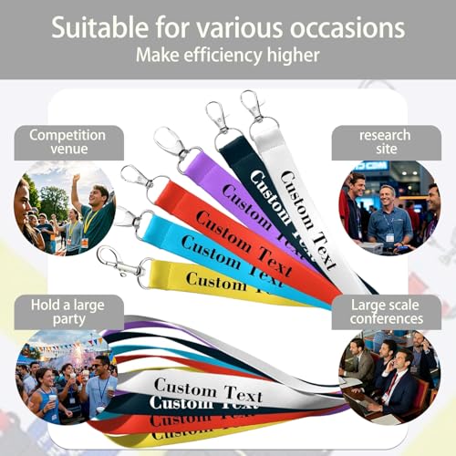 1-1000pcs Schlüsselband Lanyard personalisierte Hals Lanyard mit Bild, mit Logo/Foto/Text/Name für Büro, Schule, Ereignis Kundenspezifische Lanyards Bulk für Ereignis-Firmengebrauch