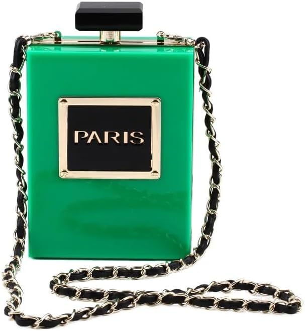 Rosasha Paris - Bolso de noche con botella de perfume con cadena...