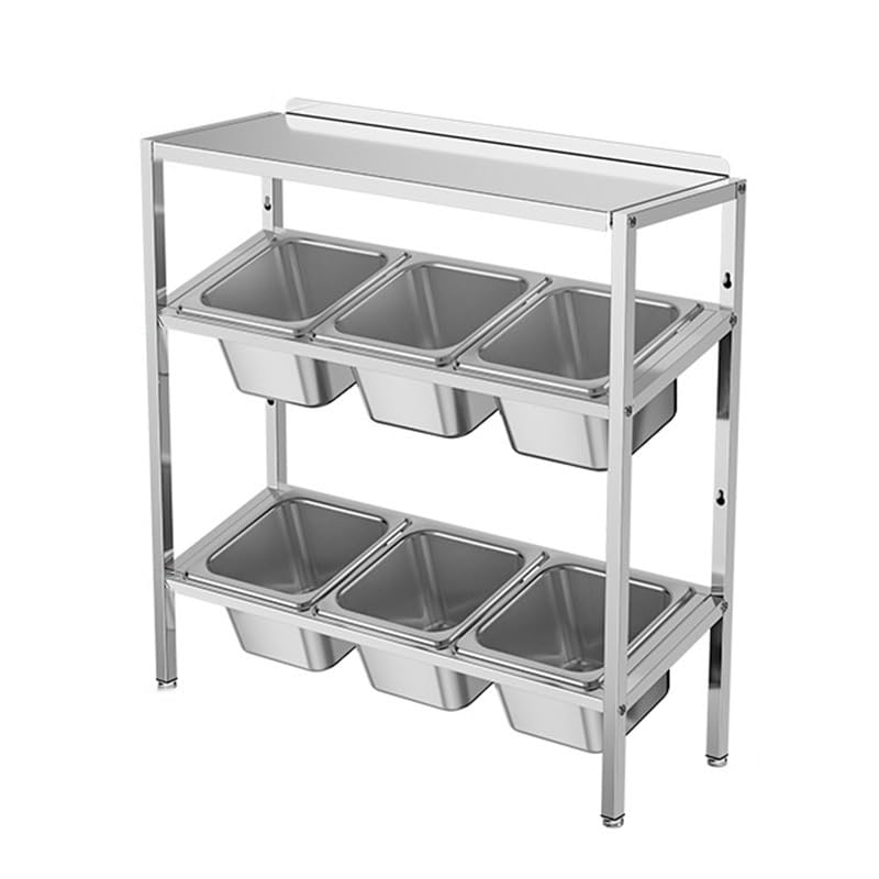 XCSCUK Estante de especias para pizza, dispensador de condimentos de acero inoxidable, organizador de salsas, para salsa de buffet y frutas (plata a)