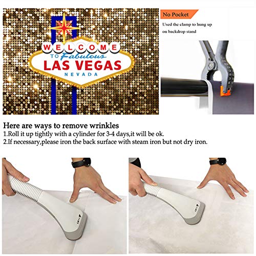 Avezano 7x5ft Las Vegas Party Backdrop for Birthday Decorations Welcome to Las Vegas Fabulous Casino Night Poker Photography Background Gold Luxury Prom Costume Dress-up Party Photobooth by Avezano - Image 5