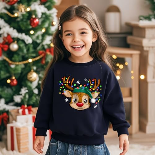 Kids' Rudolph Face Navy Sweatshirt, alternative view 4