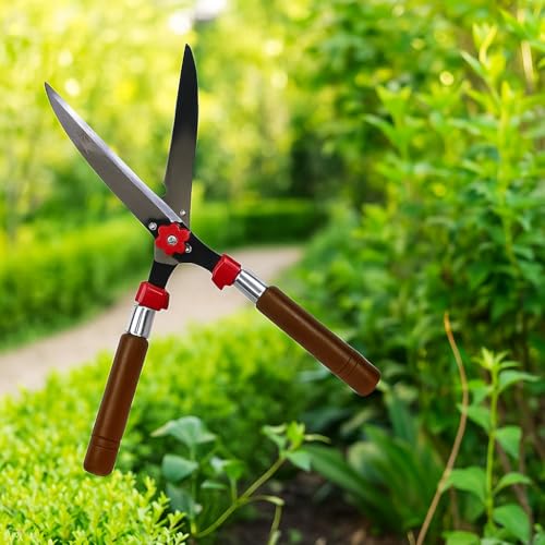 Leafypets heavy duty hedge pruner shear cutter & plant branch cutter for lawns or garden hedge pruner shear cutter with wooden handle shrub trimmer pack of 1. - Image 2 thumbnail