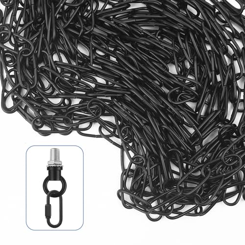 Image of garini 50 Feet Industrial Black Light Fixture Chain, Adjustable Metal Pendant Chandelier Chain Extension with Detachable Link, Maximum Load is 66 Pounds