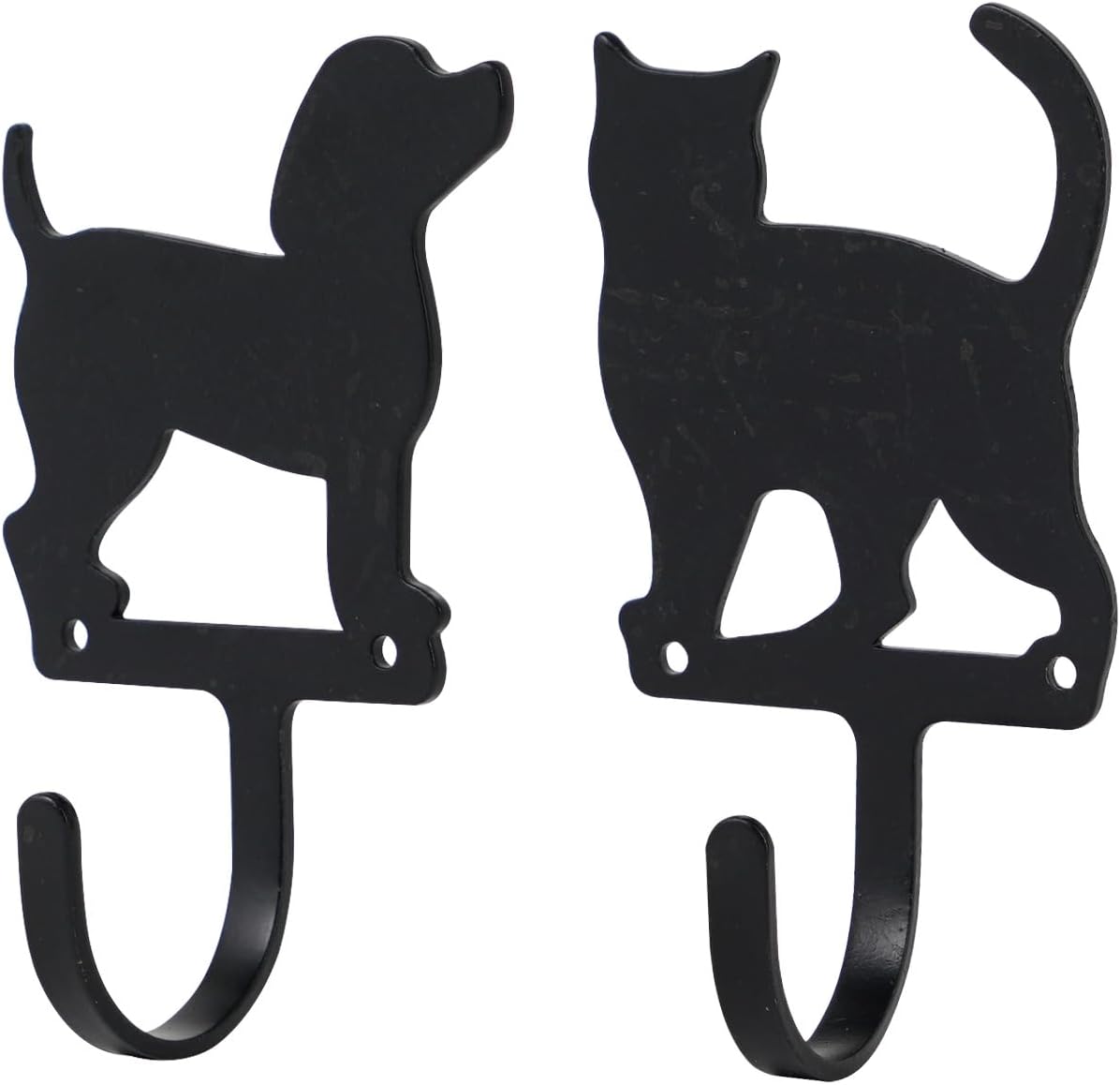 NIKKY HOME Black Dog Hook Cute Cat Hook Set of 2 Decorative Wall Mounted Coat Hook Vintage Holder for Hanging Jackets Clothes Hats Towel Purses Robes Keys