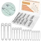 MASPHY 200 Stück Sicherheitsnadeln Set, 4 Größen klein, mittel, groß Sicherheitsnadeln für Kleidung Kunsthandwerk, Schmuckherstellung und Nähen