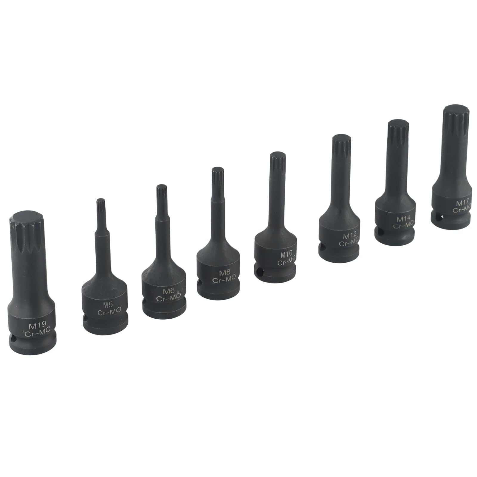 EasyByMall Set di chiavi a bussola Torx M5-M19 a 12 punti, 8 pezzi, 1/2", per riparazione automobilistica, struttura in metallo con custodia
