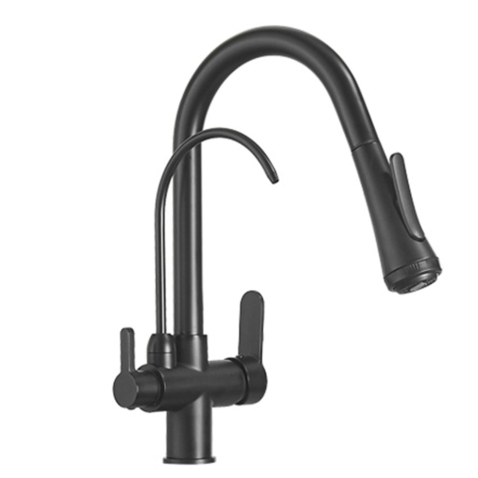 Lmysxaoz Black 3 Way Kitchen Taps With Pull Out Spray Brass Hot And Cold Water Swivel Multifunction Sink Faucet Purifier Tap