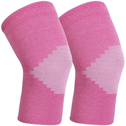 Goosehill Knee Supports 2Pack, Compression Breathable Knee Support Brace, Non-Slip Joint Protection Knee Support for Men & Women, Knee Brace Support for Running, Sports, Knee Pain Relief Pink Cover