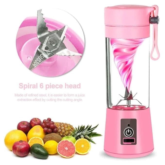 Image of Shopstyle Portable Blender 6 Blade USB Juicer Bottle Portable Juice Blender USB Juicer Juice Mixer Bottle Rechargeable Juice Blender for Shakes Fruits & Vegetables Electric Grinder(Multicolor)