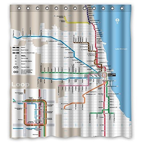 Crystal Emotion Chicago Subway Map pattern shower curtain