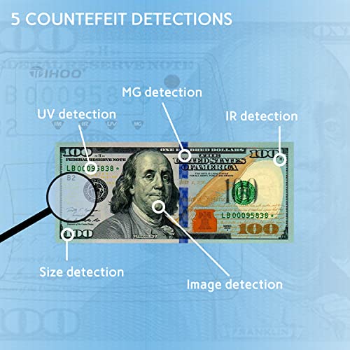 Automatic Money Counter With Uv Mg Ir Size Image Counterfeit Detection, Counterfeit Bill Detector For Usd And Eur, Currency Value Checker Scanner, Black #TOP4
