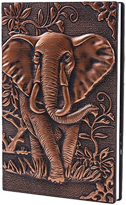 Leather Journal Writing Notebook - Antique Handmade Leather Daily Notepad Sketchbook, Elephant Gift For Men & Women, Travel Diary & Notebooks to Write in (Red, A6)