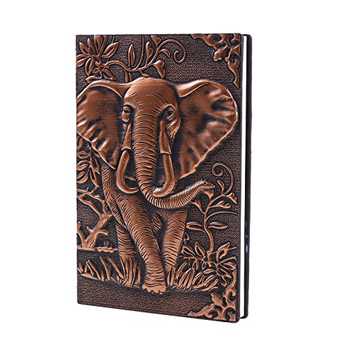 ZYWJUGE Leather Journal Writing Notebook - Antique Handmade Leather Daily Notepad Sketchbook, Elephant Gift For Men & Women, Travel Diary & Notebooks to Write in (Red, A6)