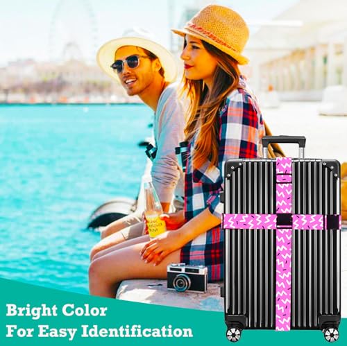 Image of Luggage Straps for Suitcases TSA Approved Easy Pack Organized Suitcase Strap, Luggage Strap, Luggage Belt Strap, Bag Straps for Luggage. Buckle Straps Travel Accessories (Pink)