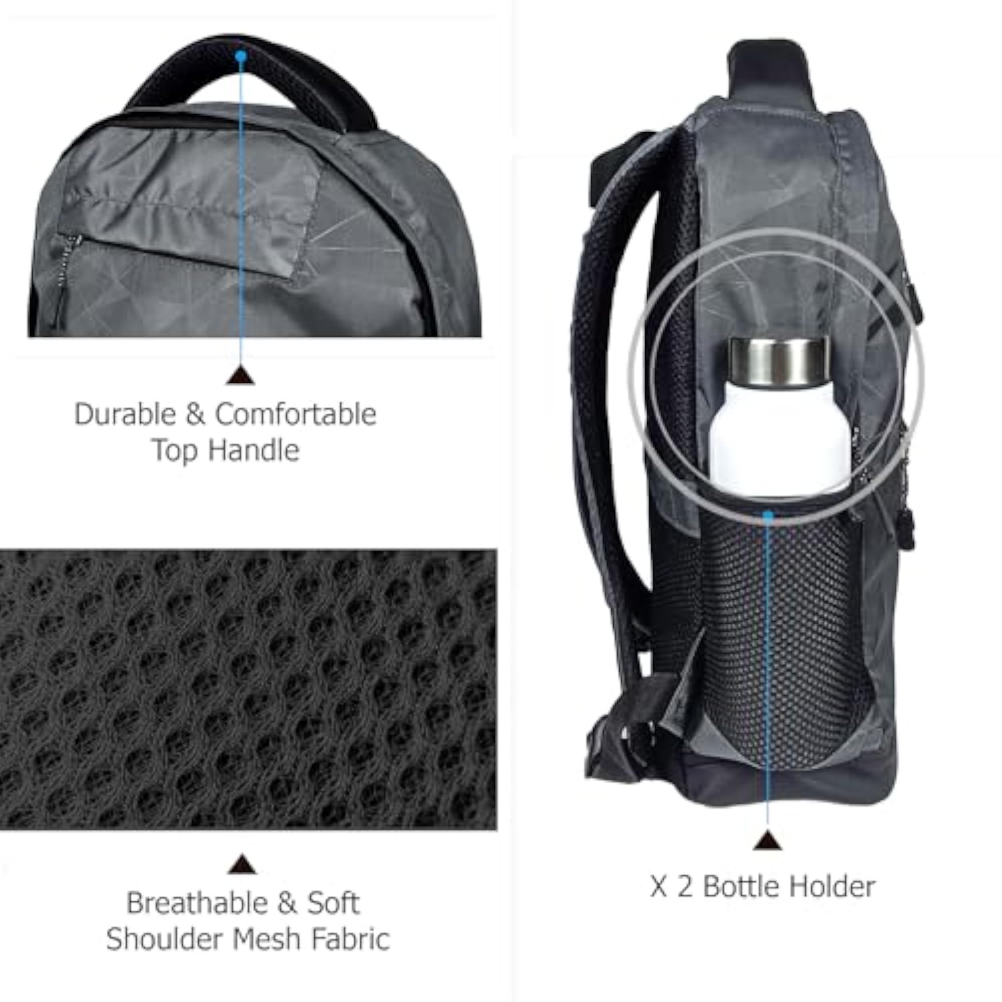 Grey and Black Camouflage Laptop Backpack, 22L