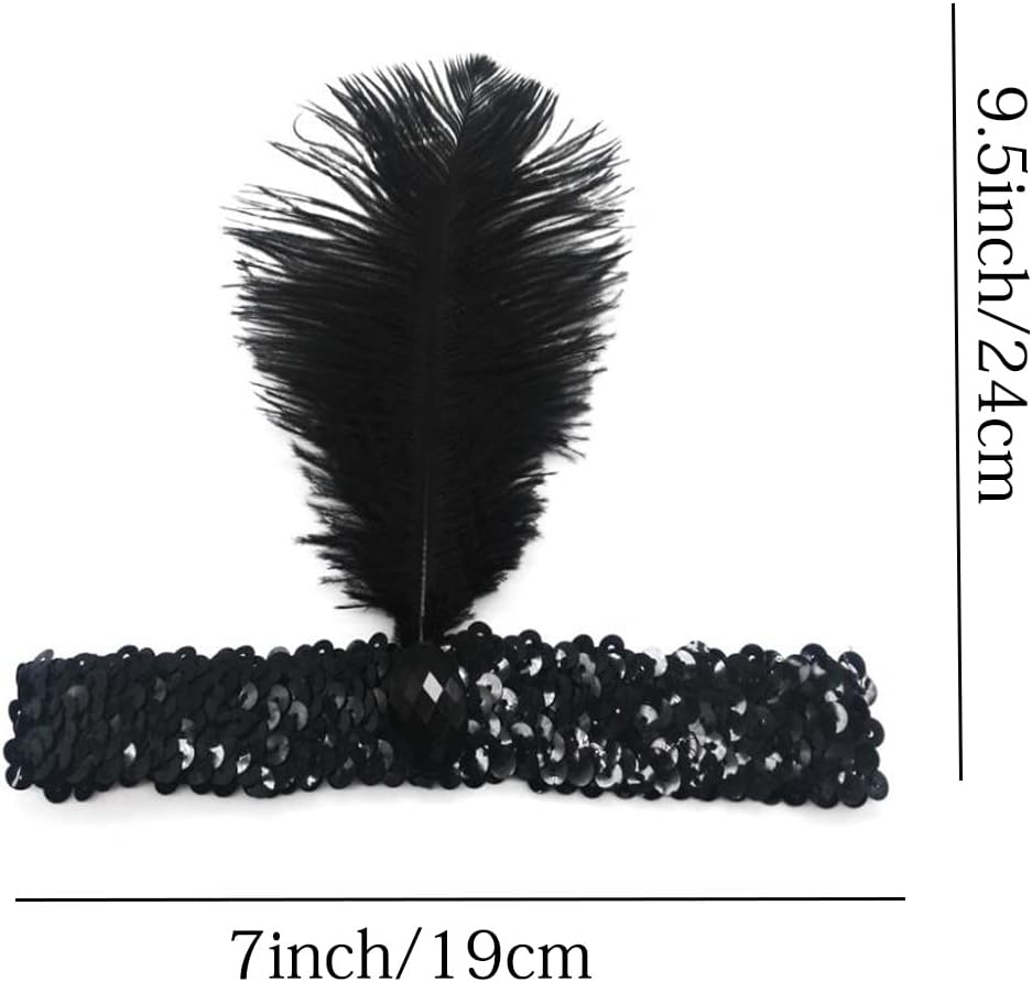 1920s Flapper Headband Bulk Ostrich Feather Headpiece Roaring 20's Party Costume Flapper Headpiece with Mixed Color 20PCS - Image 4