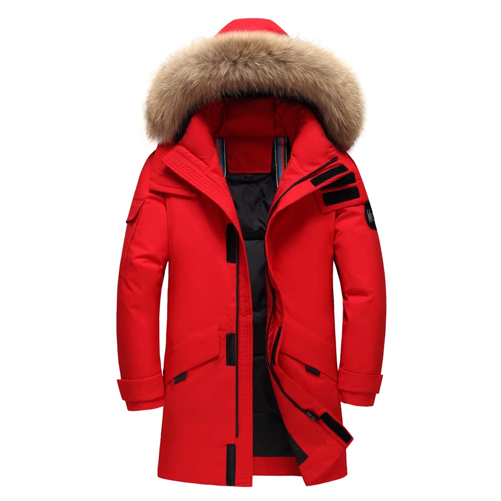 PYTRXGBO Giacca calda da uomo in inverno con giacca rossa spessa bianca da uomo, Rosso, Medium