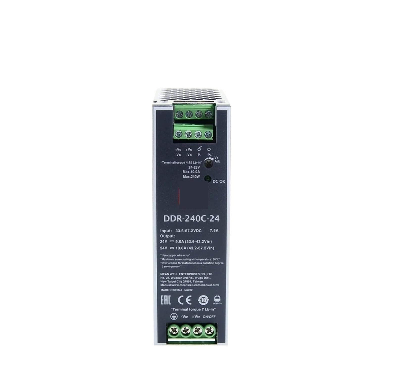 Convertisseur CC-CC DDR-240 de type rail DIN pour armoire