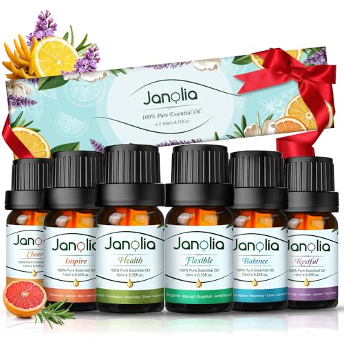 Janolia Ätherische Öle Naturrein Duftöl Set Reines Natürliche Ätherische Öle für Diffuser Pur Essential Oils für Luftbefeuchter Duftöle Geschenkset für Zuhause, Büro, Spa
