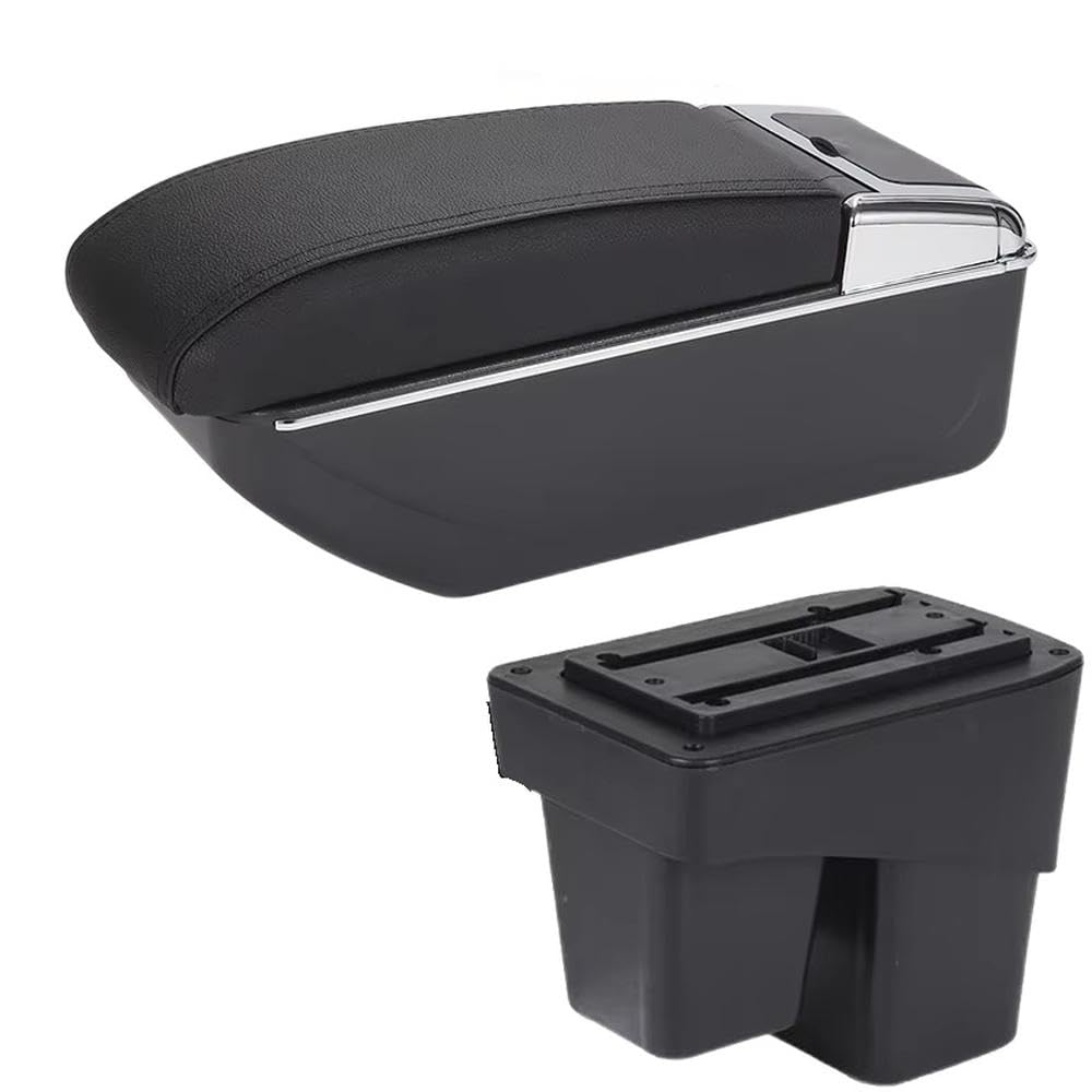 SXQPOCAR For WR-V For Fit For Jazz 3 2014-2020 Car Armrest Box Storage Box Retrofit Parts Replacement Parts(D2 Black line No USB)
