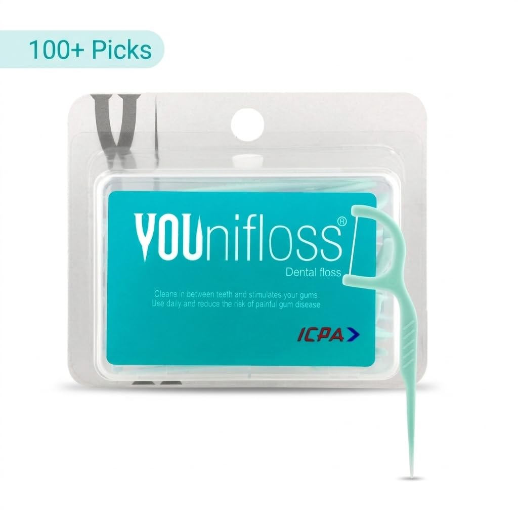 ICPA Younifloss | Dental Floss Picks & Single Thread Tooth Cleaning toothpick Cleaners,Oral Hygiene Tool | 50 pcs per Pack | Plaque & Food Remover | Pack of 5 4