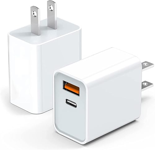 Bloque de cargador de Apple, USB C Bloque de carga rápida USB Cargador de pared USB de doble puerto USB y tipo C Multi Puertos USB Plug Outlet para