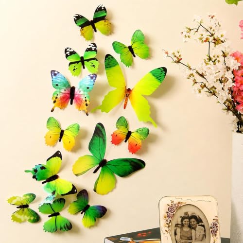 Image of SpecialYou Butterfly Wall Stickers for Home Decoration, Home Decor, Wall Decor Items for Living Room, Room Decoration Items, Stickers Sets - 12pcs (12, Green)