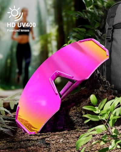 Image of Polarized Sports Sunglasses for Men Women, UV400 Protection Mens Sunglasses Wrap Around Sun Glasses for Cycling Running