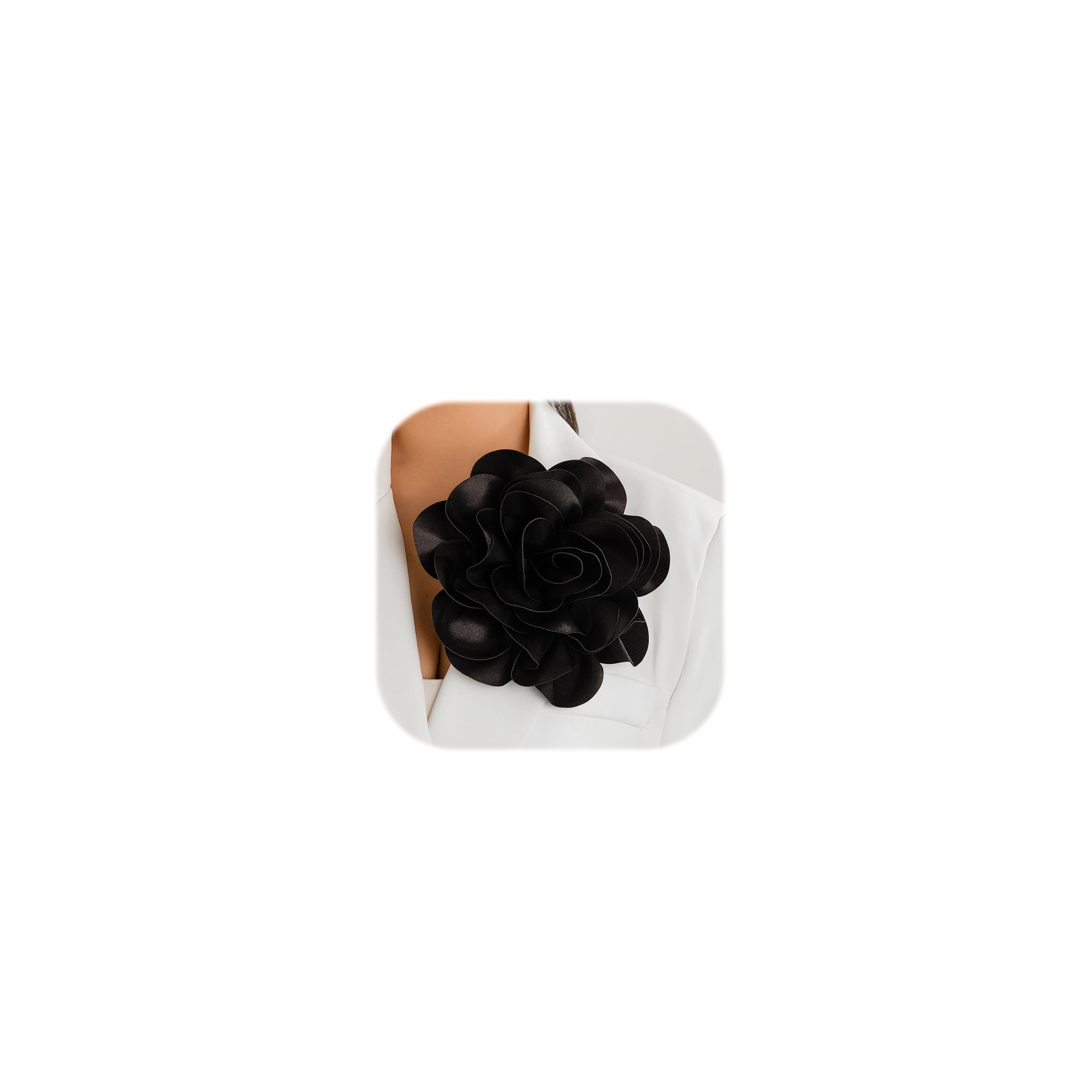Dainty Fabric Rose &amp; Camellia Flower Oversized Brooch Pins &amp; Hair Clip - Large Lapel Pin, 4.3in/7.5in