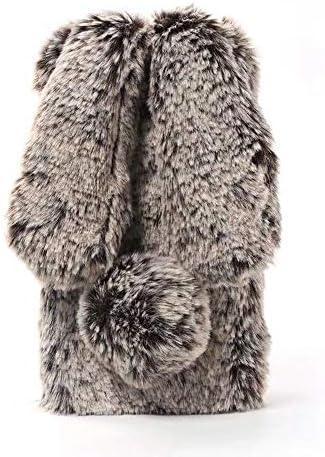 Galaxy Note 8 Case,Shinetop Luxury Bling Diamond Soft Warm Fluffy Rabbit Fur Case Winter Handmade Bunny Hair Plush with Crystal Cute Bowknot Protective Cover for Samsung Galaxy Note 8 (2017)-Brown