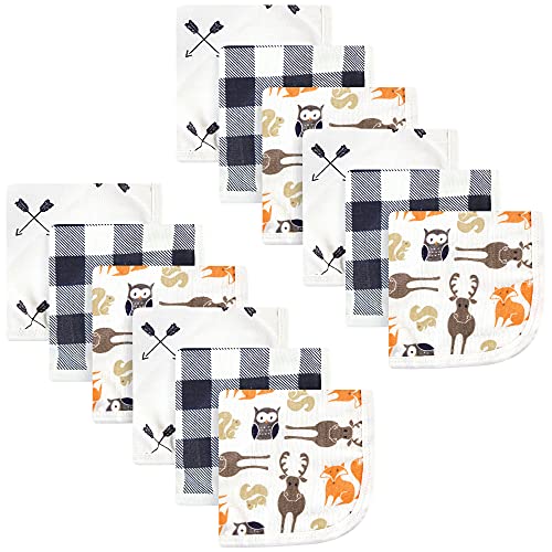 Image of Hudson Baby Unisex Baby Cotton Muslin Washcloths, Forest, One Size