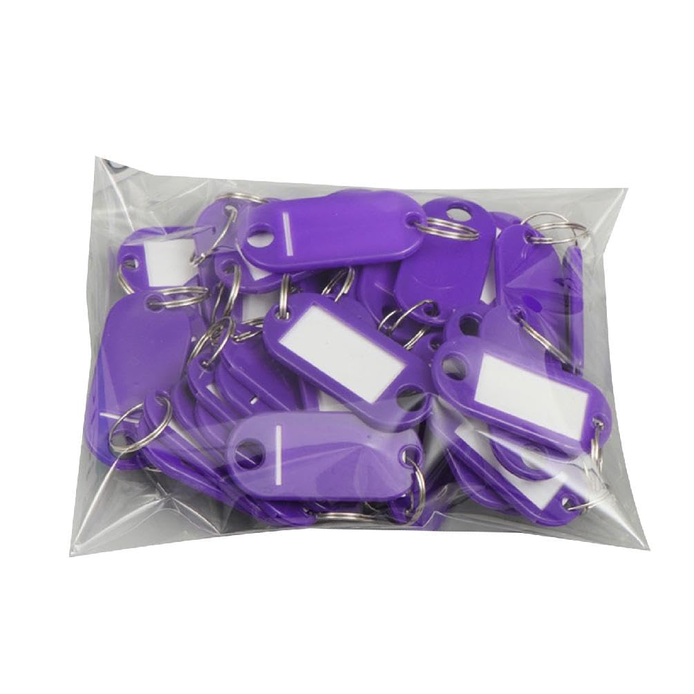Ranuw Unisex Purple 50 Pieces/Set Keys Tags Keys Identifiers Keys Labels With Split Ring And Label Window Keys Chain-Id Tags Luggage Tags 50 Pcs Keys Tags Identifiers Luggage Tag Keys Labels With Split Ring For